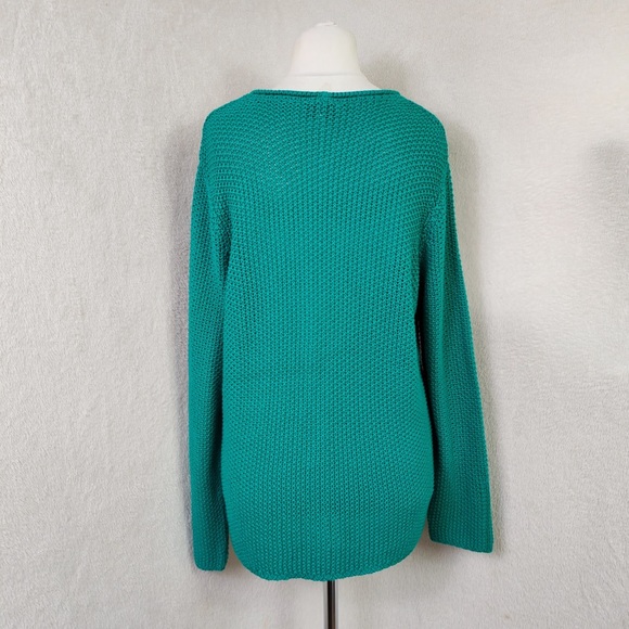 Peter Hahn Green Crochet Knit Long Sleeve V-neck Cardigan UK Size 18 - Picture 3 of 5